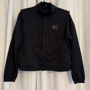 Nike Cropped Zip Up Jacket Black Lightweight Athleisure Gym Medium